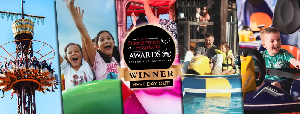 Scottish Entertainment and Hospitality Awards 2025 winner, Best Day Out, with photos of Codona’s rides