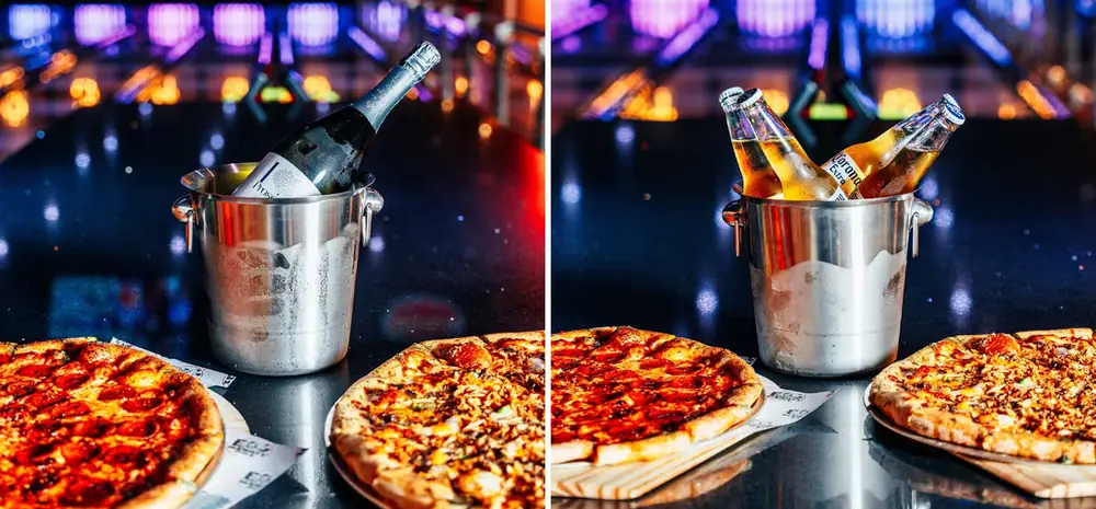 Pizza and drinks