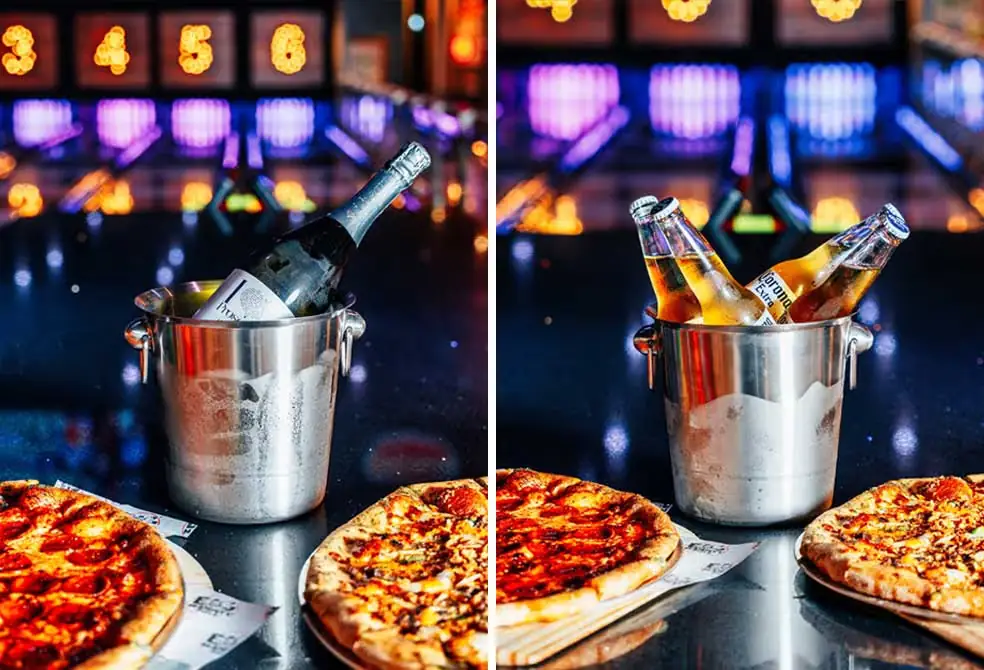 Christmas party pizza and drinks